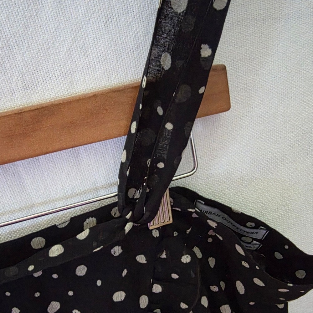 Urban Outfitters Ruffle Trim Rara Polka-Dot Mini-Skirt XL Black Tan Whimsigoth - Picture 6 of 12